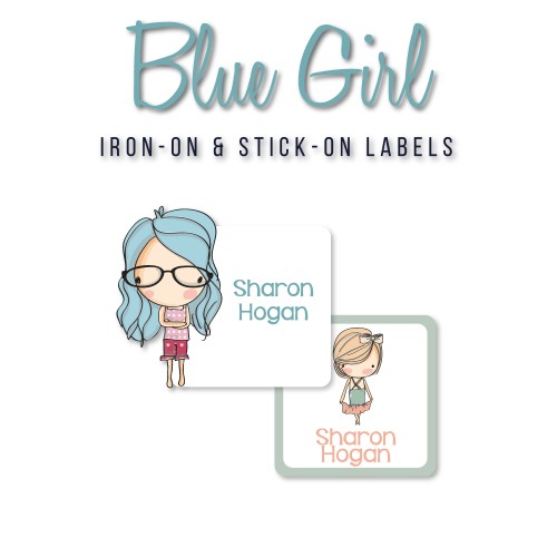 Iron-on & Stick-on Labels Value Pack Blue Girl Iron-on & Stick-on Labels Value Pack Blue Girl
