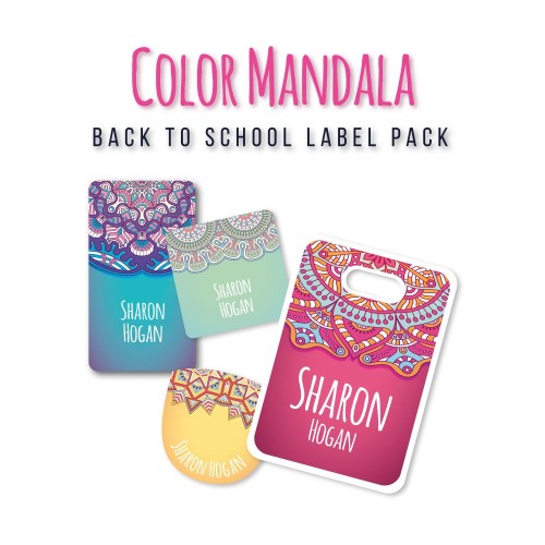 Back to School Label Value Pack Color Mandala Back to School Label Value Pack Color Mandala