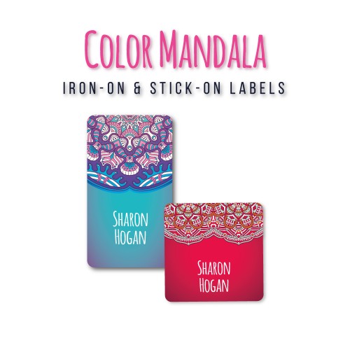Iron-on & Stick-on Labels Value Pack Color Mandala Iron-on & Stick-on Labels Value Pack Color Mandala