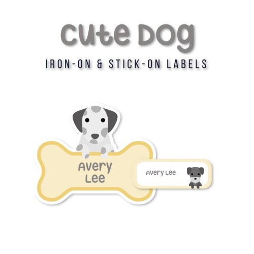 Iron-on & Stick-on Labels Value Pack Cute Dog Iron-on & Stick-on Labels Value Pack Cute Dog
