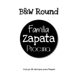 Gift Label B&W Round